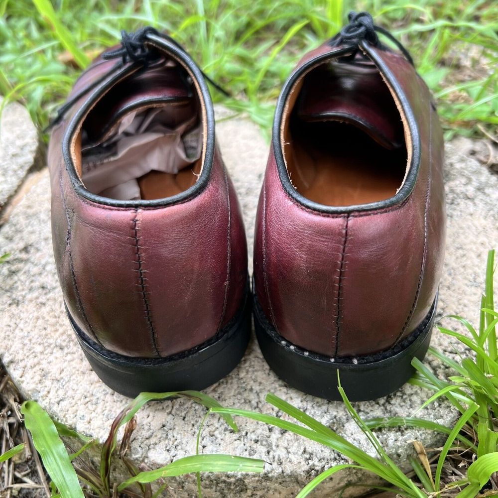 ALLEN EDMONDS BERGLAND Burgundy 8.5 D MENS CAPTOE RUBBER Vibram SOLE DRESS SHOES - Picture 5 of 10